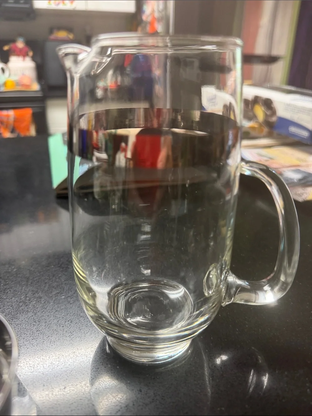 Glass Pitcher and 4-Tumbler Set with Silver Band